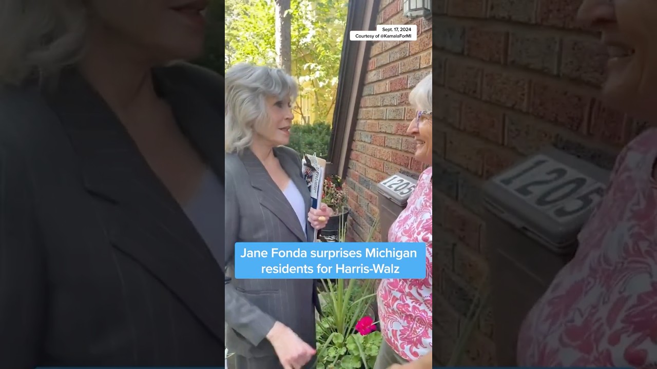 Jane Fonda surprises Michigan residents for Harris-Walz