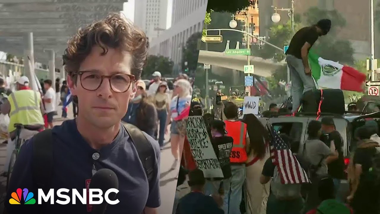 NBC’s Jacob Soboroff reports from the Los Angeles protests as law enforcement fires flash bangs